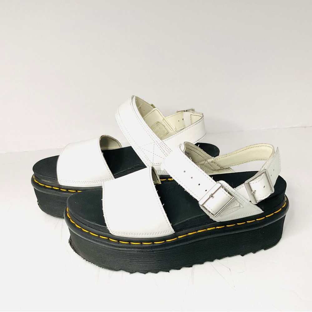 Dr. Martens Voss Quad White Leather Platform Sandals